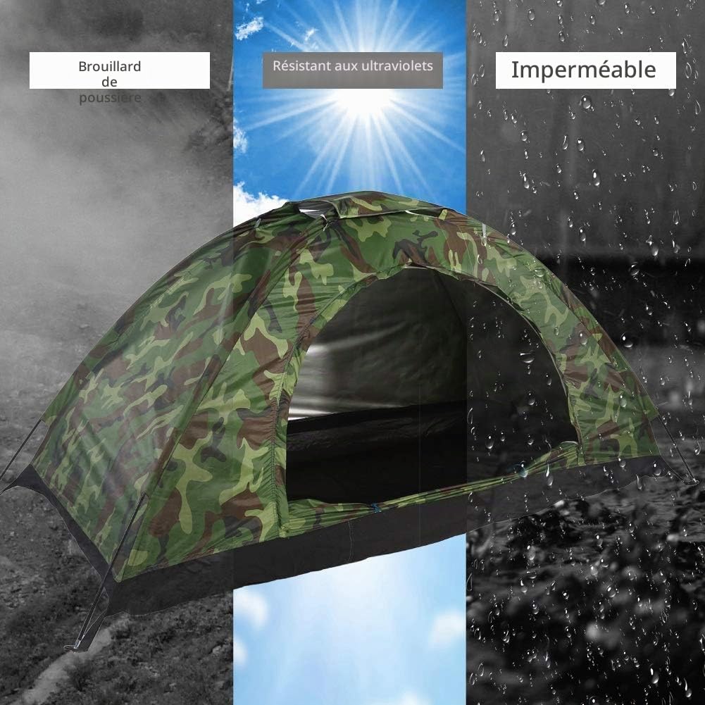 MAGT Tente de Camping, Tente 1 Personne Extérieure Protection Camouflage de Tente UV Étanche Tente de Ventilation en Filet for Camping Randonnée (200 * 100 * 100 cm) (Vert)