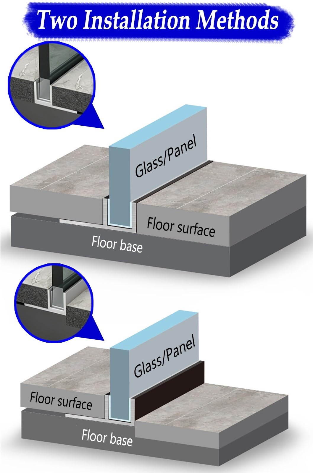 Dostosowywalny Stały Głęboki Tor Do Łazienki, Wpuszczany Stały Szklany Panel Prysznicowy Kanał F, Wytrzymały(W13.2mm(0.52in) L1.4m(55in))