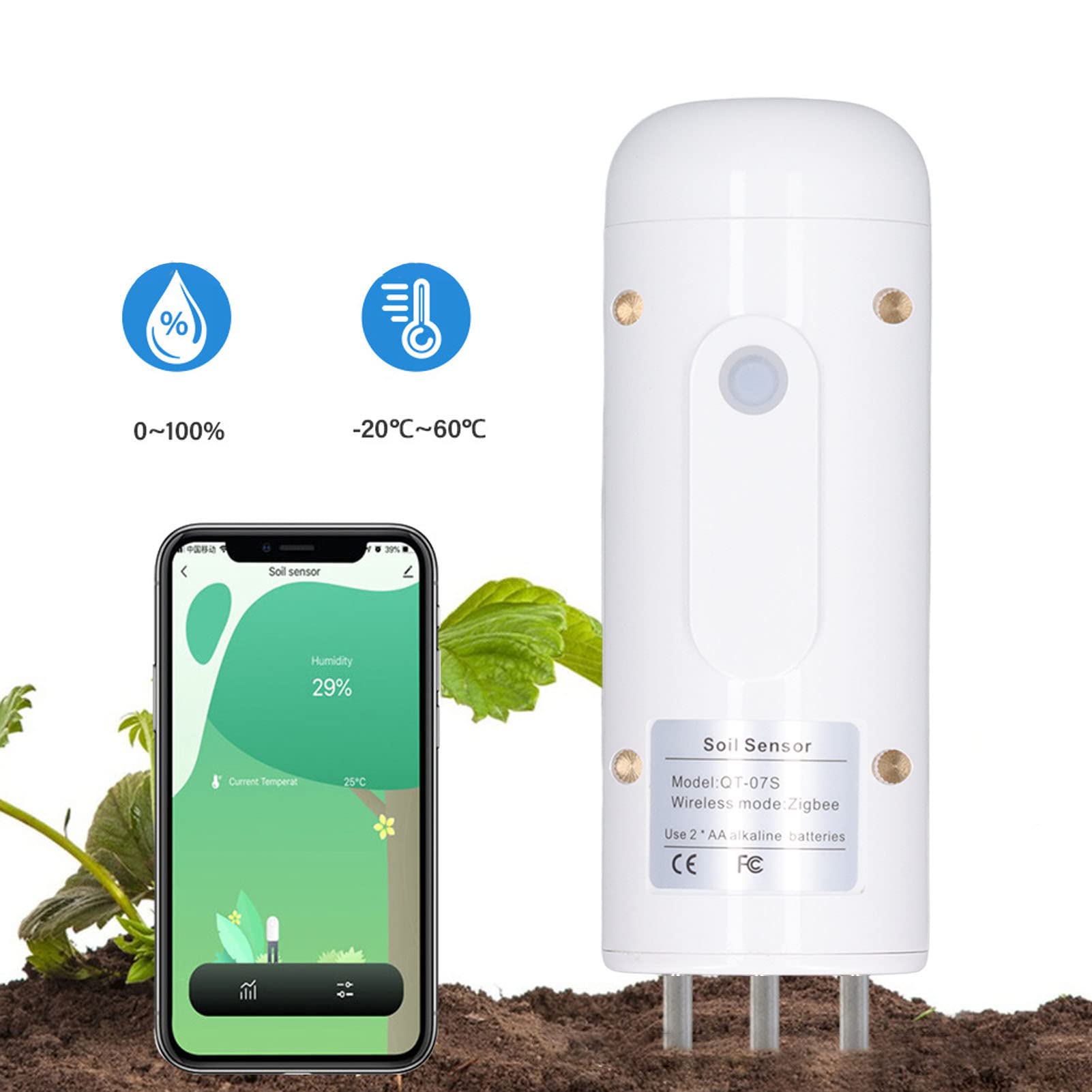 Humidimètre de Sol, Moniteur D'eau des Plantes étanche et Durable avec Données en Temps Réel pour le Jardinage Domestique, Conception en Acier Inoxydable, 1 unité