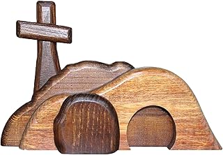 GGES Empty Tomb Easter Scene and Cross,Wooden Empty Tomb Jesus Tomb Easter Tomb Decor Suitable for Religious Home Office Desktop Decoration