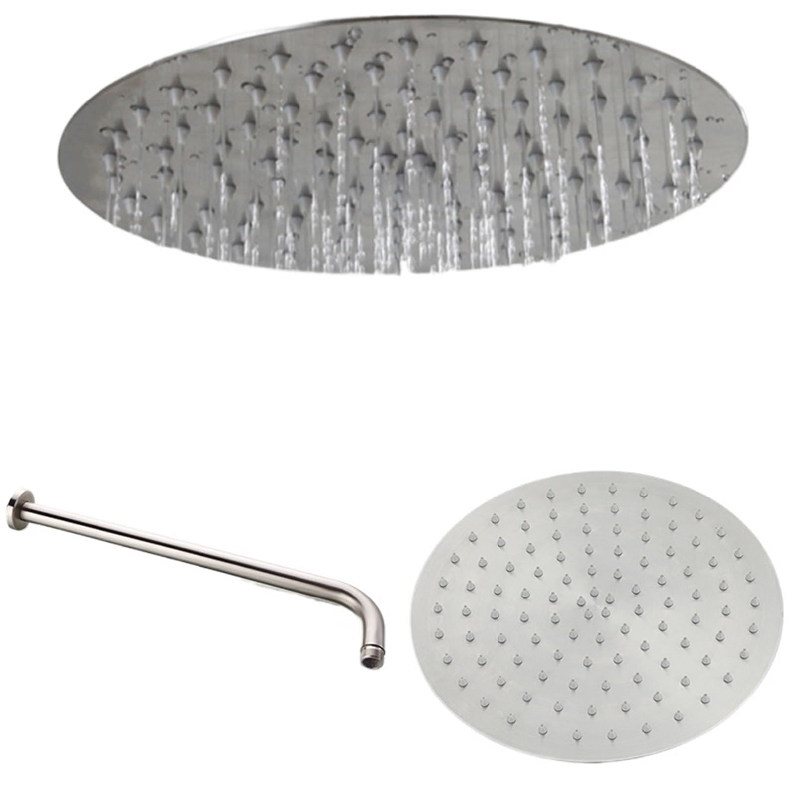 Bras de douche rond en acier inoxydable nickel brossé avec pommeau 8 pouces