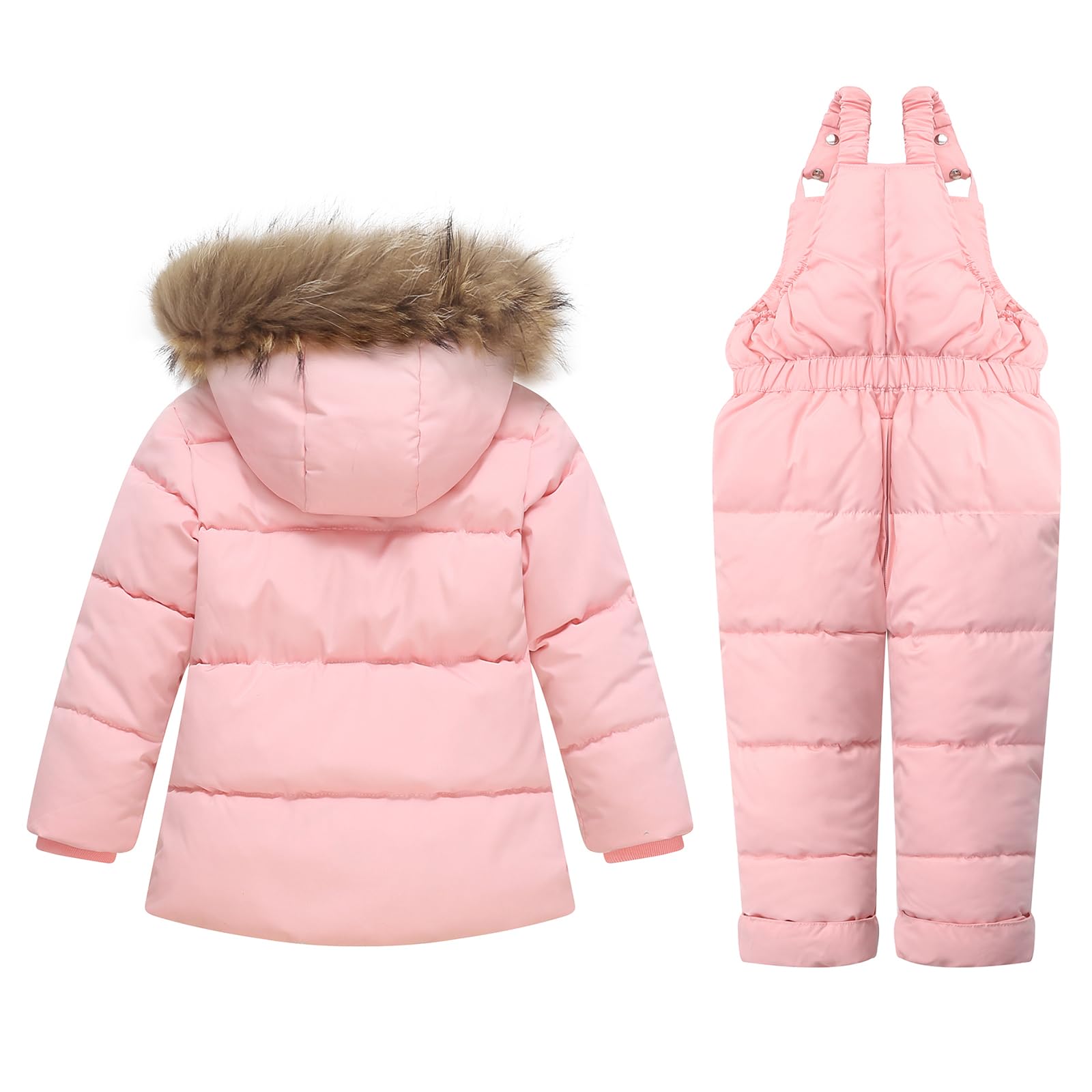 IBOBOOM Baby Snow Suit 4T Girl Snowsuit Winter Coat Puffer Jacket Ski Bib Clothes Pink