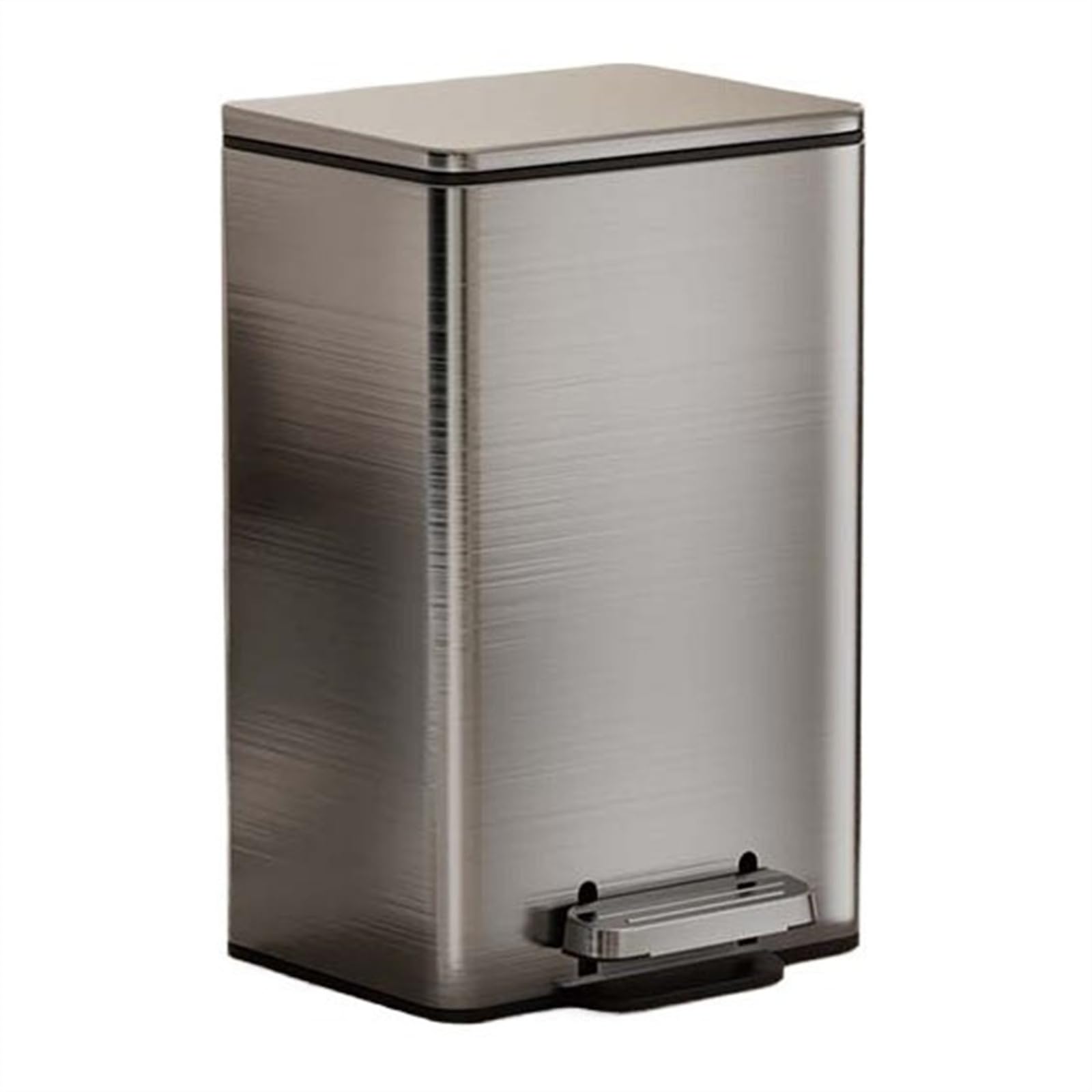 H8Q4D7N5G9 Dustbin Trash Can with Lid, Stainless Steel Garbage with Foot Pedal, Soft Close Step with Inner Bucket for Home Office Commercial