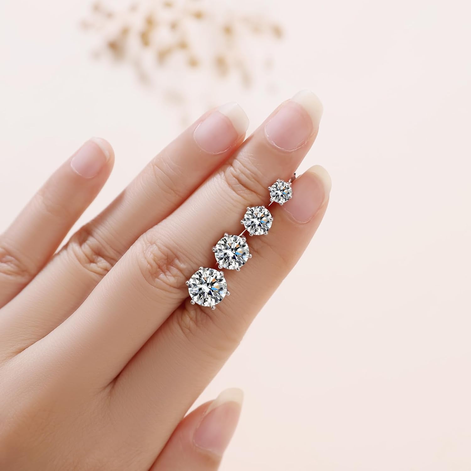 Moissanite Earrings Diamond Stud Earrings for Women Hypoallergenic Flat Back 18k Gold Plated S925 Sterling Silver Earrings for Men D Color VVS Clarity Lab-Grown Diamond - Image 4