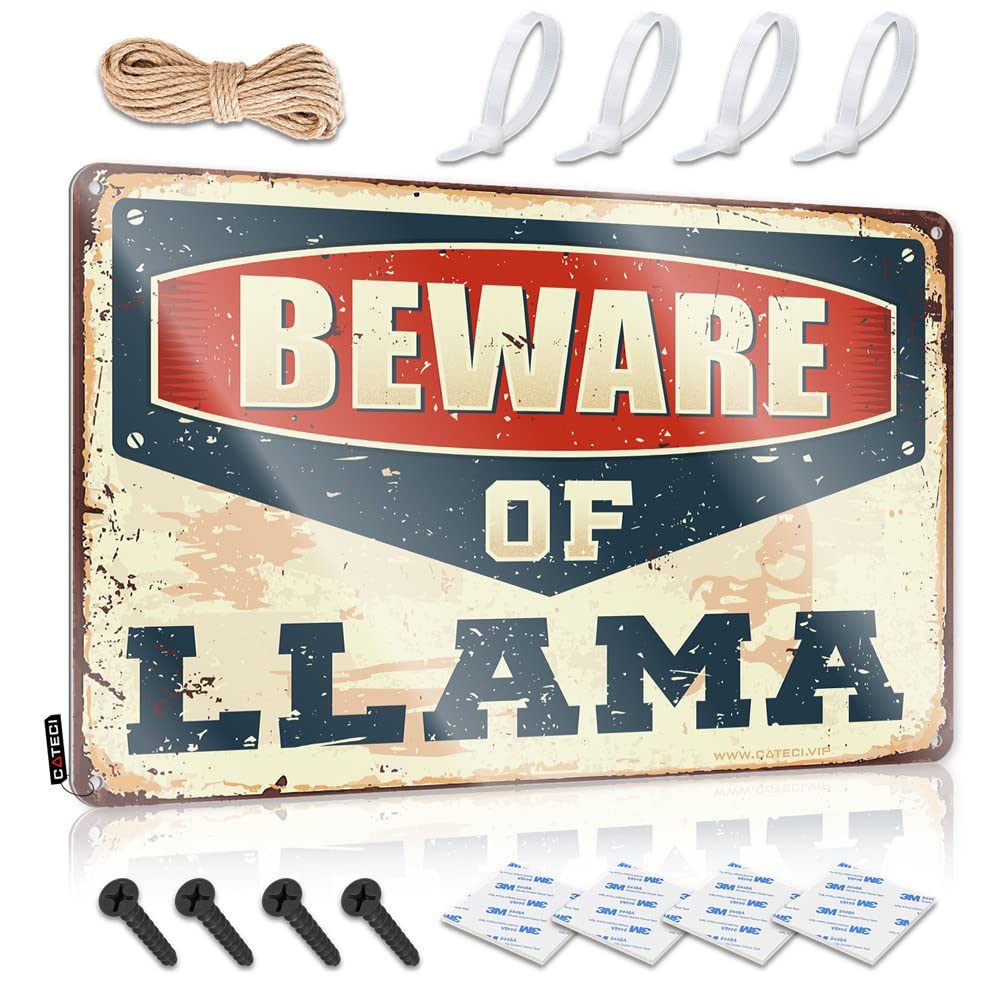 STWNVOITV Tinsign Decor Beware Of Llama Sign Beer Bar Metal Sign Tin Metal Bar Signs(30X40CM)