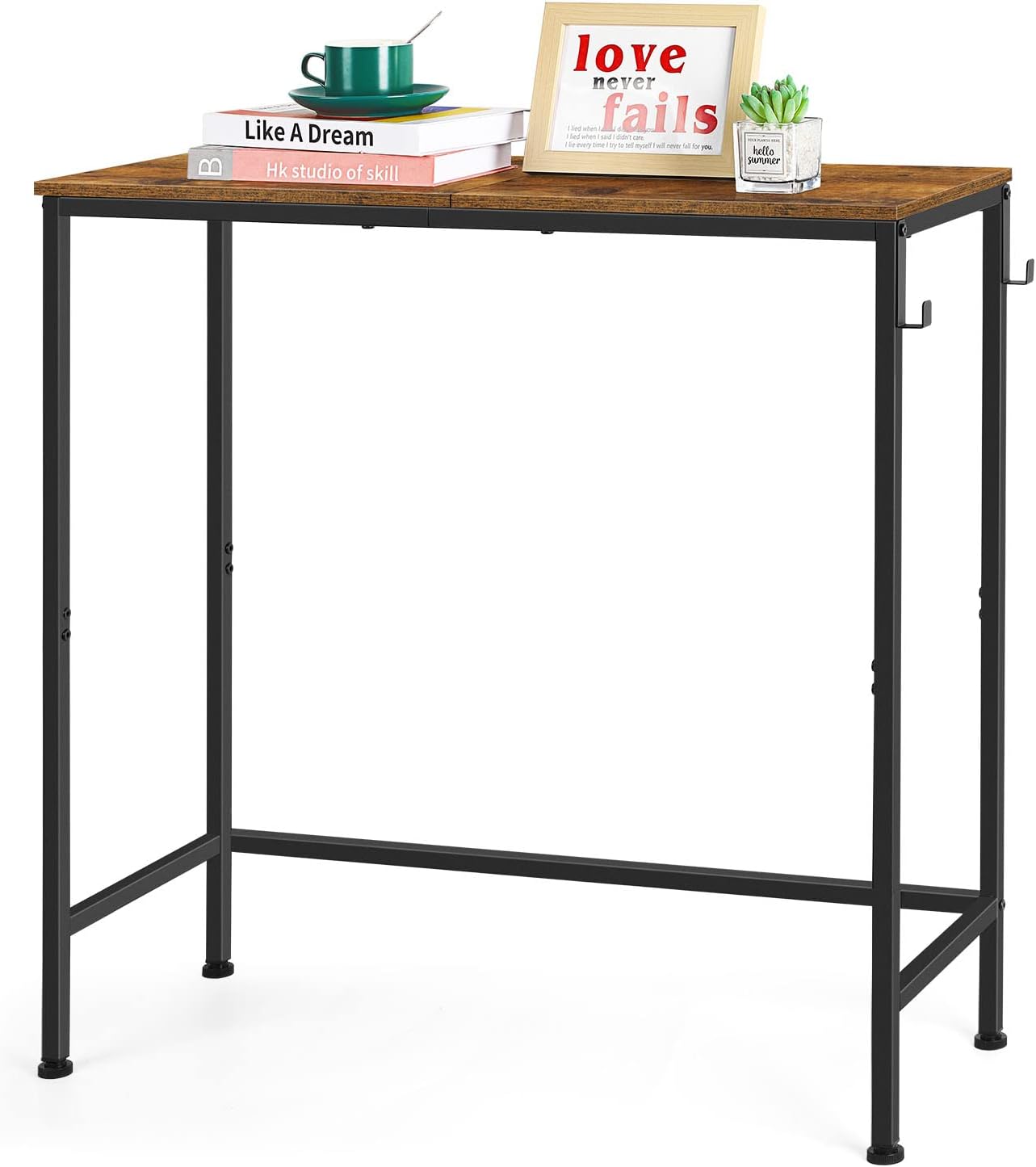 OYEAL Narrow Console Table Small Entryway Table with Hooks 31.5 in Sofa Table with