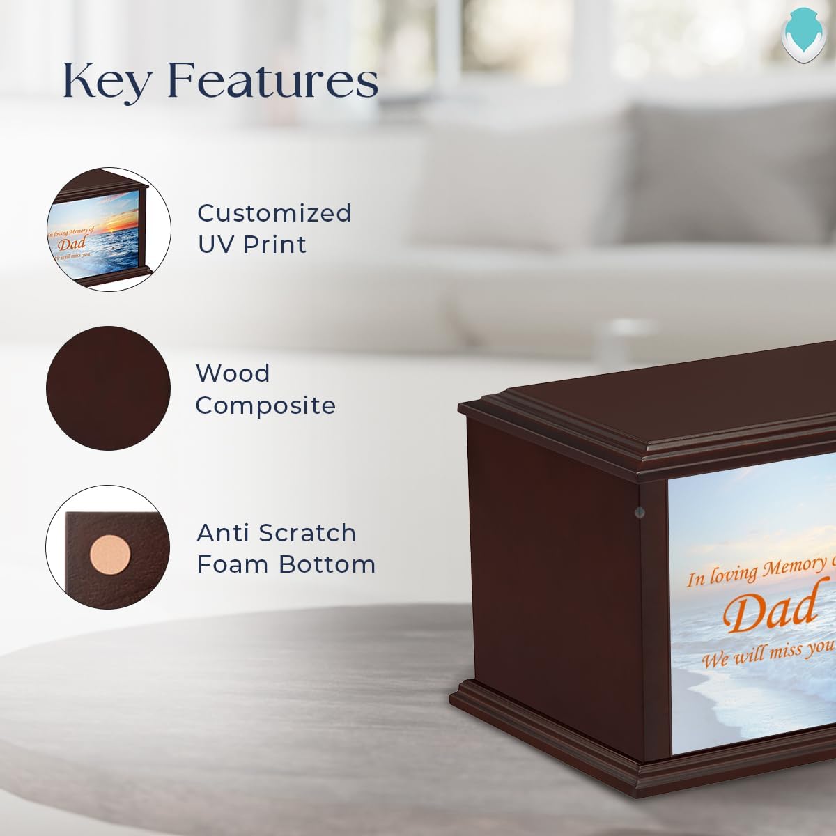 GetUrns Heritage Everlasting Expressions Adult Cremation Urn Memorial Box for Ashes with Custom Printing (Ocean Sunset)
