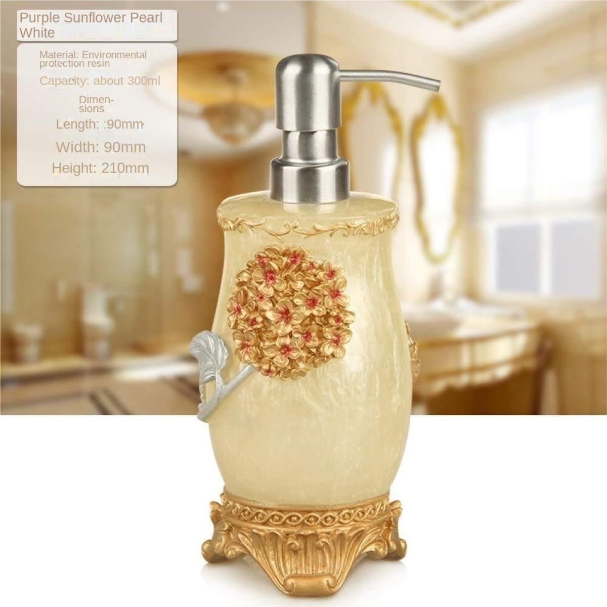Dispenser Sapone Ricaricabile Dispositivo di Distribuzione del Sapone Liquido per Bagno, Fattoria, Cucina, Ufficio, Decorazione, Flacone Dosatore Liquido(Gold)