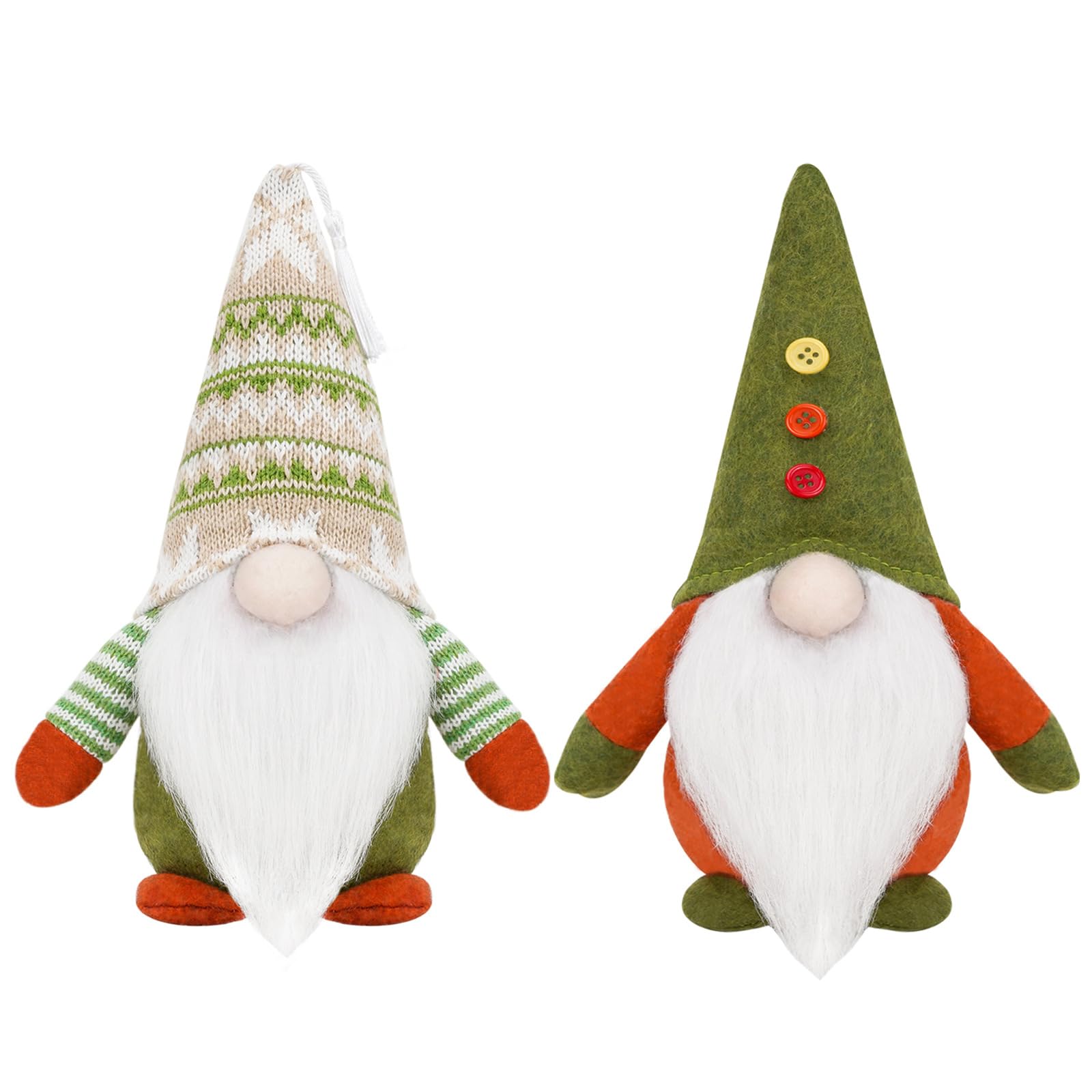 Nucelit Decorative Ornament Set of 2 Christmas Green Knitted Doll Cloth and Exquisite Craftsmanship Home Bedroom Christmas Gnomes Decor