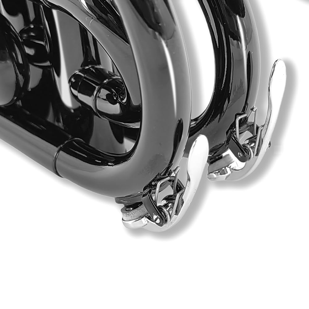 Tromba tascabile professionale in ottone con finitura laccata con custodia e accessori per la pulizia per principianti e musicisti (nero)