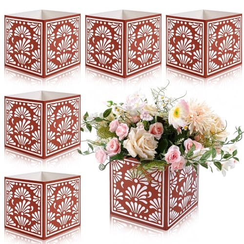 Chivertion 6 Pcs Platos De Barro Mexican Flower Boxes Mexicanos Cielito Lindo Party Centerpiece Decoration Mexican Paper Gift Boxes Flower Vase Terracotta Clay Pottery for Cinco De Mayo Table Party