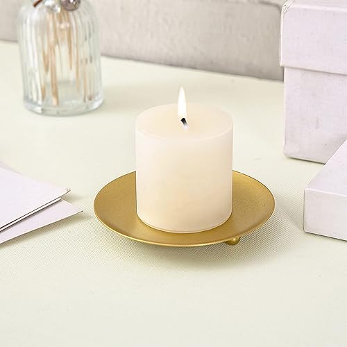 Miniatura 2 de Portavelas decorativo de hierro, soporte de vela para velas LED y de cera, spa, baño, bodas, 4.33 x 0.78 pulgadas, juego de 4 (dorado)