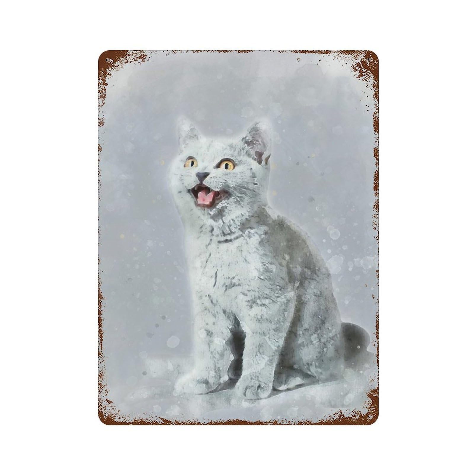 Vintage Metal Tin Sign with British Shorthair Design 15.7"x11.8", for Garage, Bar And Workshop Decor, Novelty Wall Decor