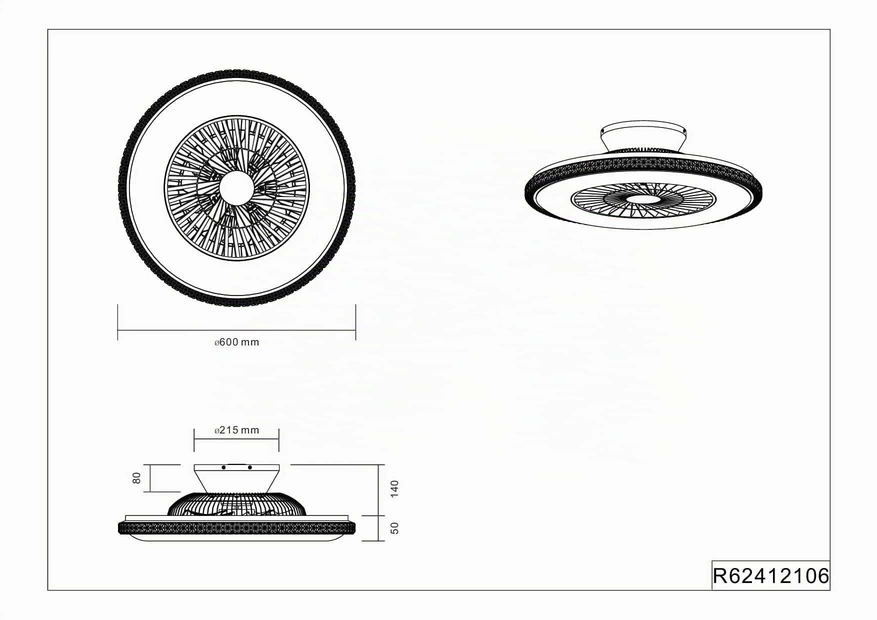 Ventilatore LED da soffitto effetto stella TELECOMANDO Lampada Daylight dimmerabile Reality Lights R62412106