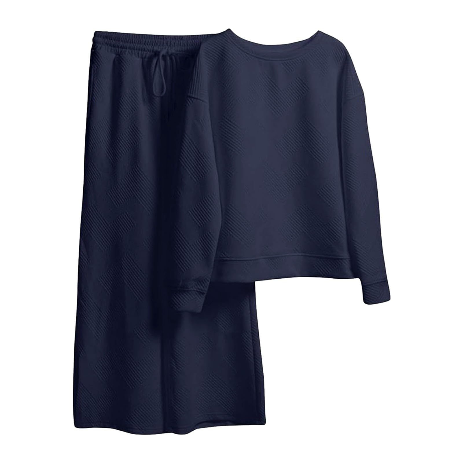 Jogginganzug Damen Flauschiger Anzug Damen Lässige Strick-Sets mit langärmeligen Pullover-Oberteilen und weiten Hosen Büro Outfit