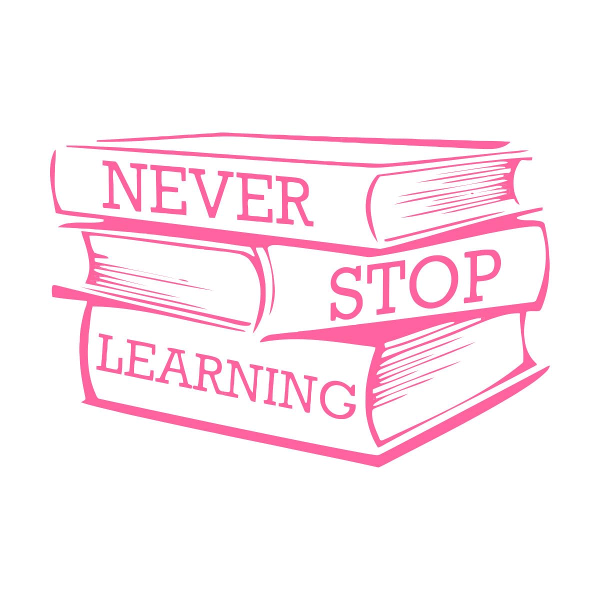 Lettering Study Books Wall Sticker Never Stop Learning Motivational Quote Wall Decal Library Classroom Decor Vinyl Mural Small - 42x63cm