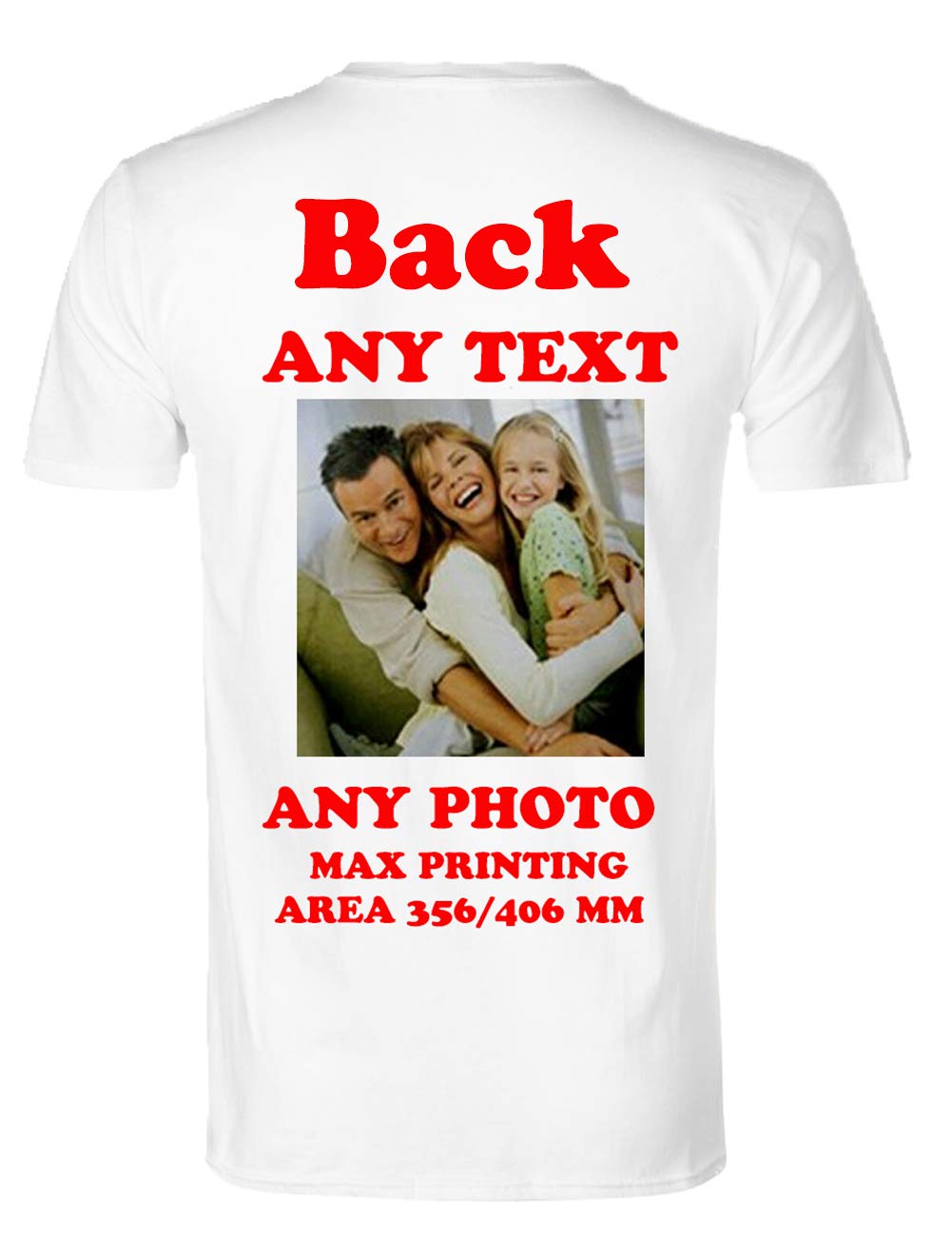 White T Shirts Create Your Own Custom Personalised Mens Kids T Shirt Any Photo Any Text Approx Up to 14" x 16" Print Size
