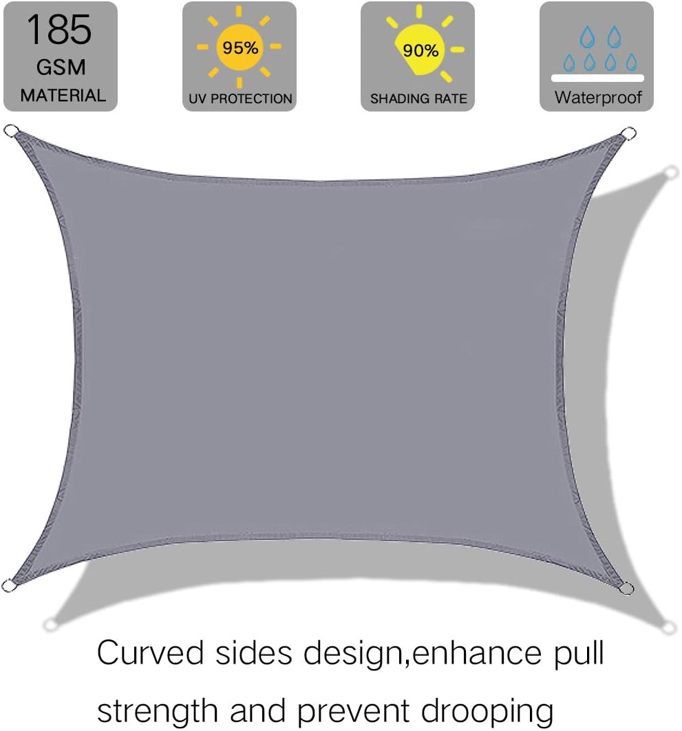 Spinosaurus Outdoor Waterproof Sun Shade Sail Canopy Rectangle UV Block for Patio and Garden,Backyard Lawn (10'X13', Gray) : Patio, Lawn & Garden
