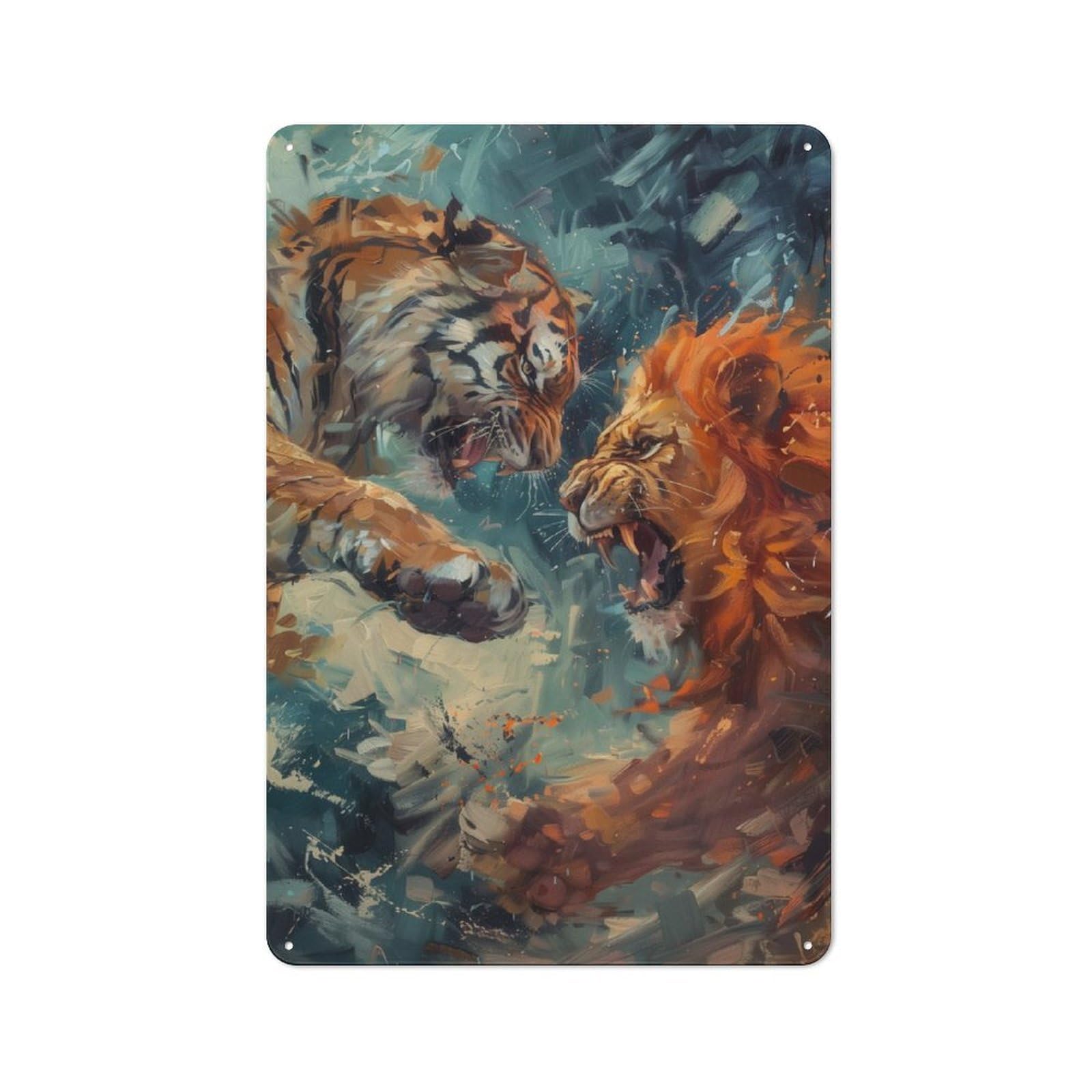 Everyday Tiger Lion Abstract Art Metal Gift Sign 30x20cm, Room Wall Plaque for Home, Shop, Pub Or Studio Wall