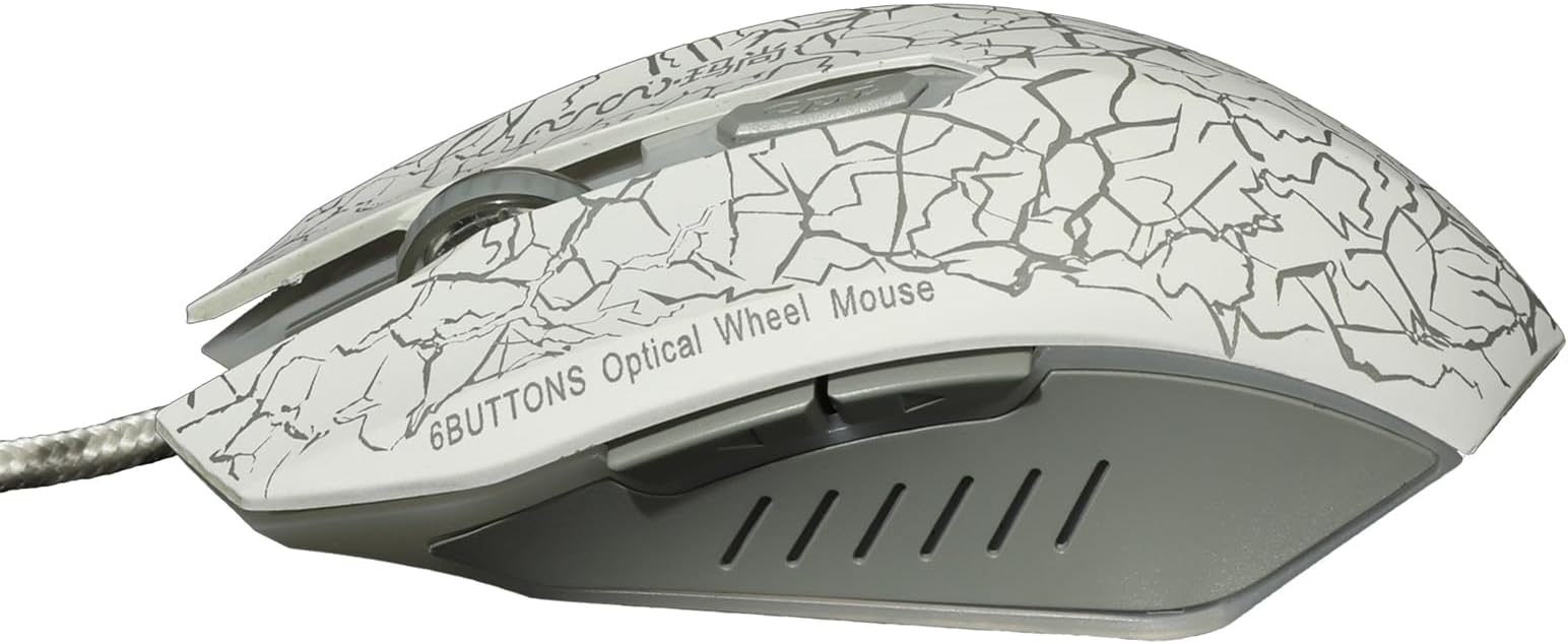 Supwish Gaming Mouse Wired, Ergonomic Gamer Laptop PC USB Optical Computer Mice with RGB Backlit, 4 Adjustable DPI Up to 3600, 6 Programmable Buttons for Windows 7/8/10/XP Vista Linux - White