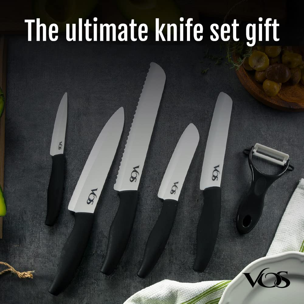 Amazon.com: Vos Ceramic Knife with Peeler, Knives Set For Kitchen