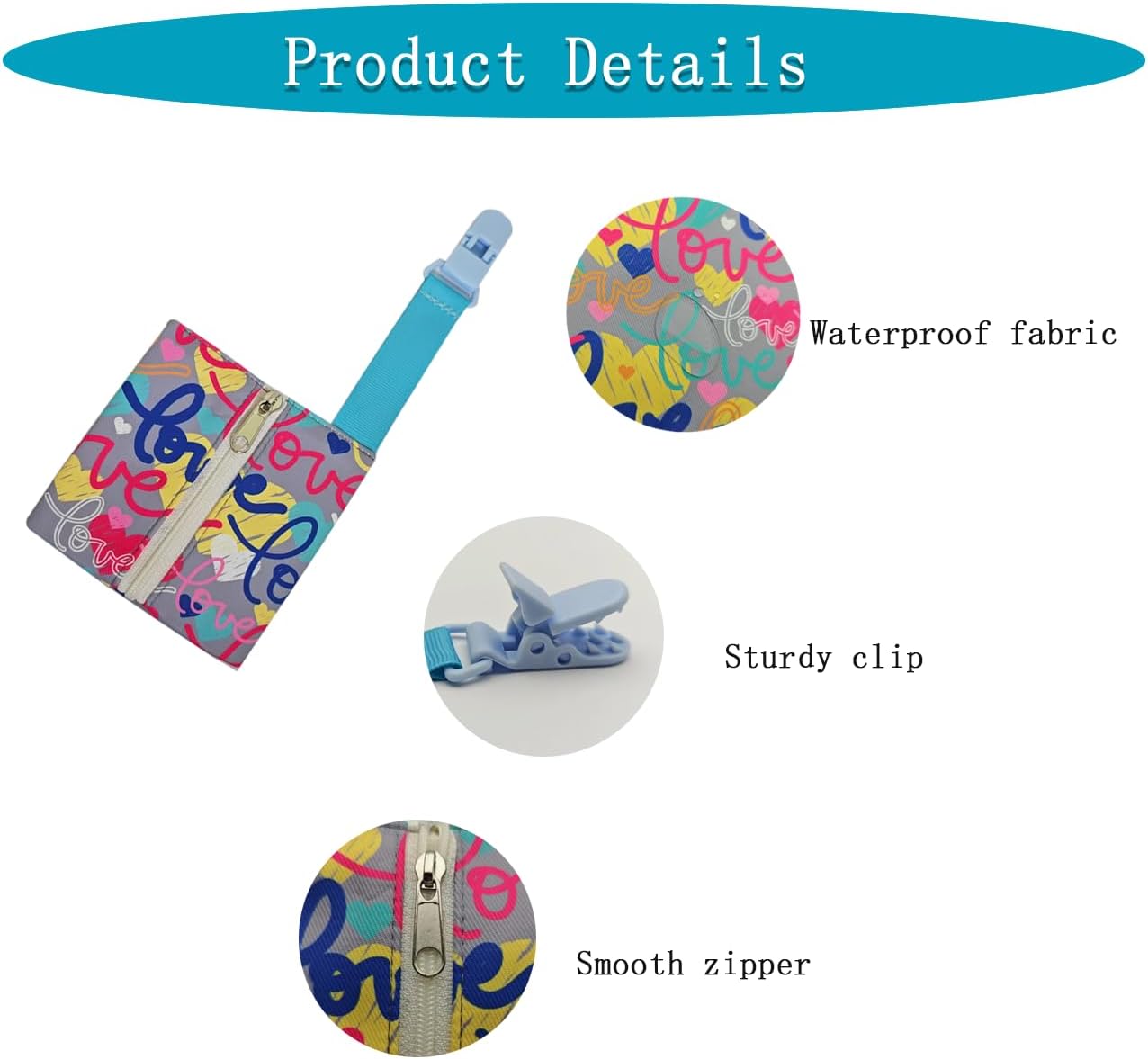 2 Pack Waterproof Feeding Tube Pouch，Zipper Nasogastric Tube Fixation Bag for NJ Nasogastric Tube Storage Bag NG Tube Holder image 3