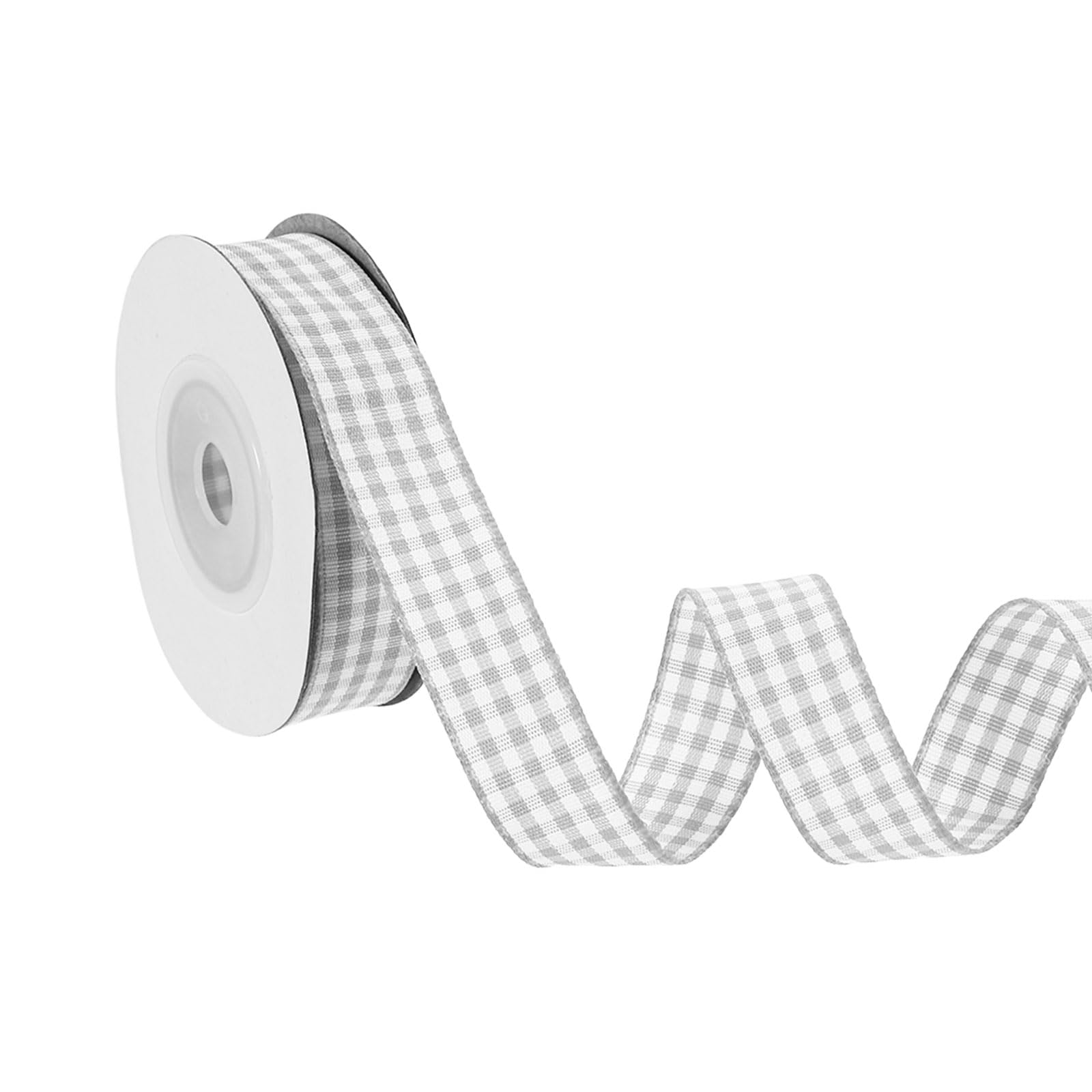 PATIKIL 10 Yard x 5/8 Inch Gingham Ribbon, Plaid Ribbon Nylon Checkered Gift Wrapping Strip for Thanksgiving Bow Wreath Craft Birthday Wedding, Gray
