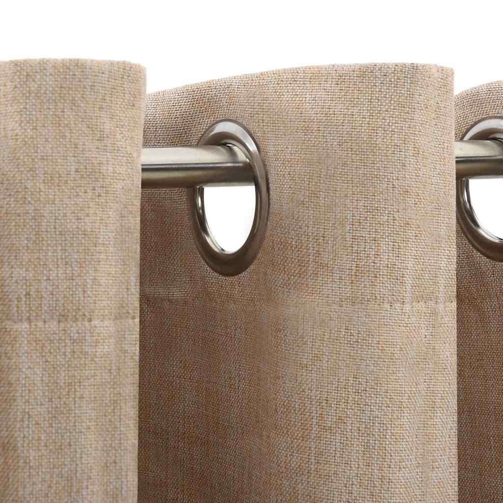 vidaXL Cortina Opaca con Ojales Look de Lino Ventana con Anillas Interior Salón Sala de Estar Dormitorio Oficina Privacidad Beige 290x245 cm