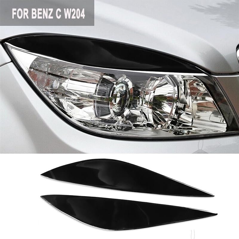 Copripalpebre Fari Auto Per Mercedes Classe C W204 2008-2011 - Nero Lucido, Stile Tuning - Foto 10