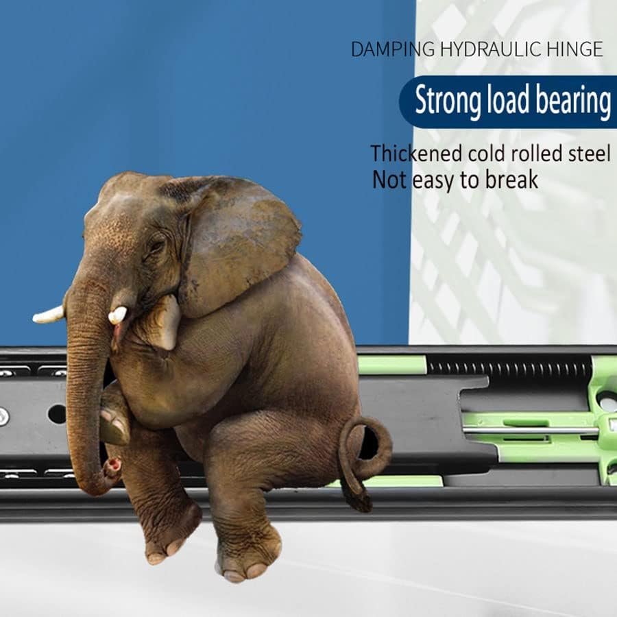 Miniatura 5 de Rieles deslizantes de cajones de extensión completa de 16 pulgadas, capacidad de carga de 100 libras, rodamiento de bolas de montaje lateral,