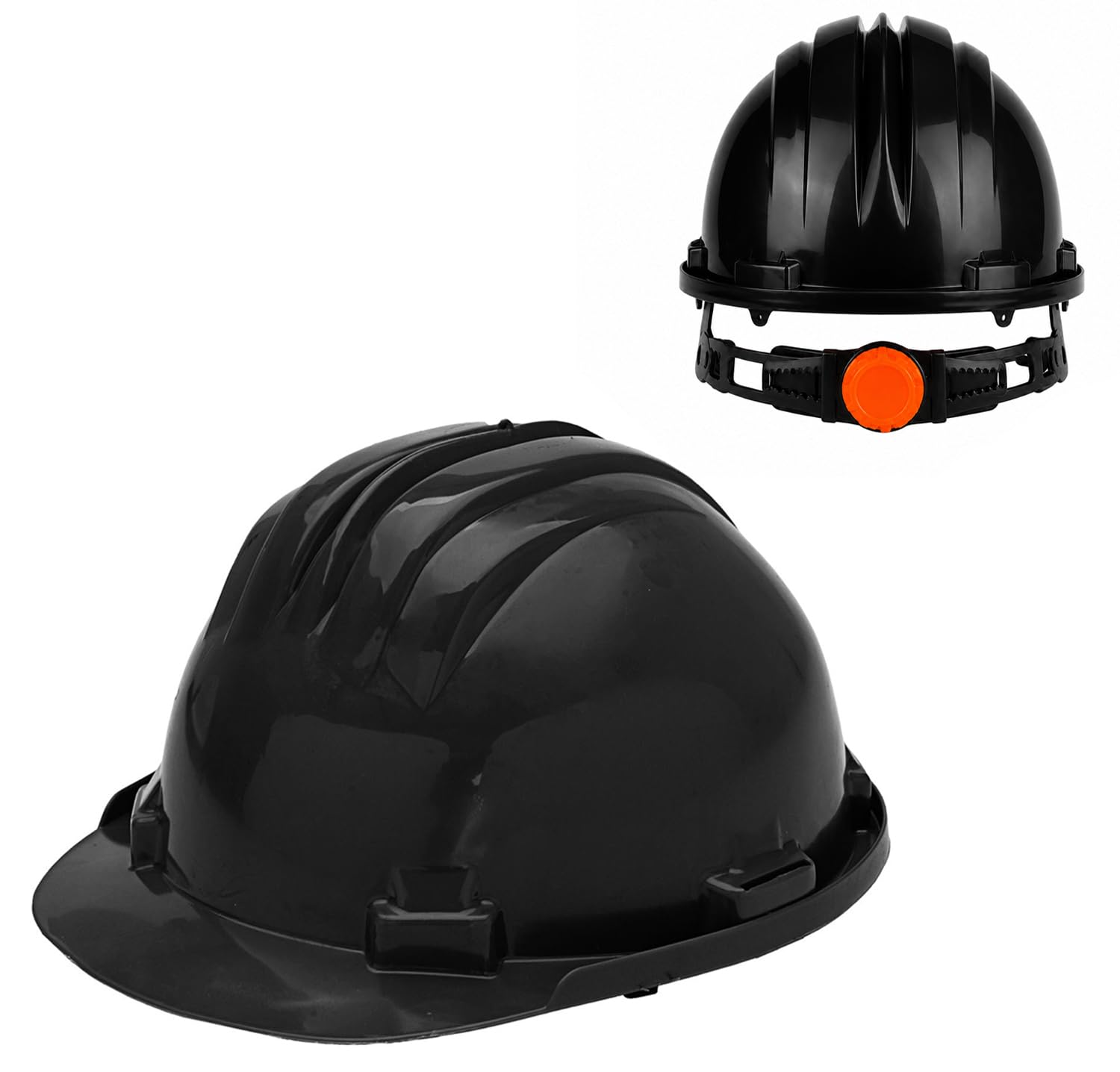 Safety Helmet Wheel Ratchet Adjustment Lightweight Vented Construction Work Hard Hat with 6-Point Harness (Black)