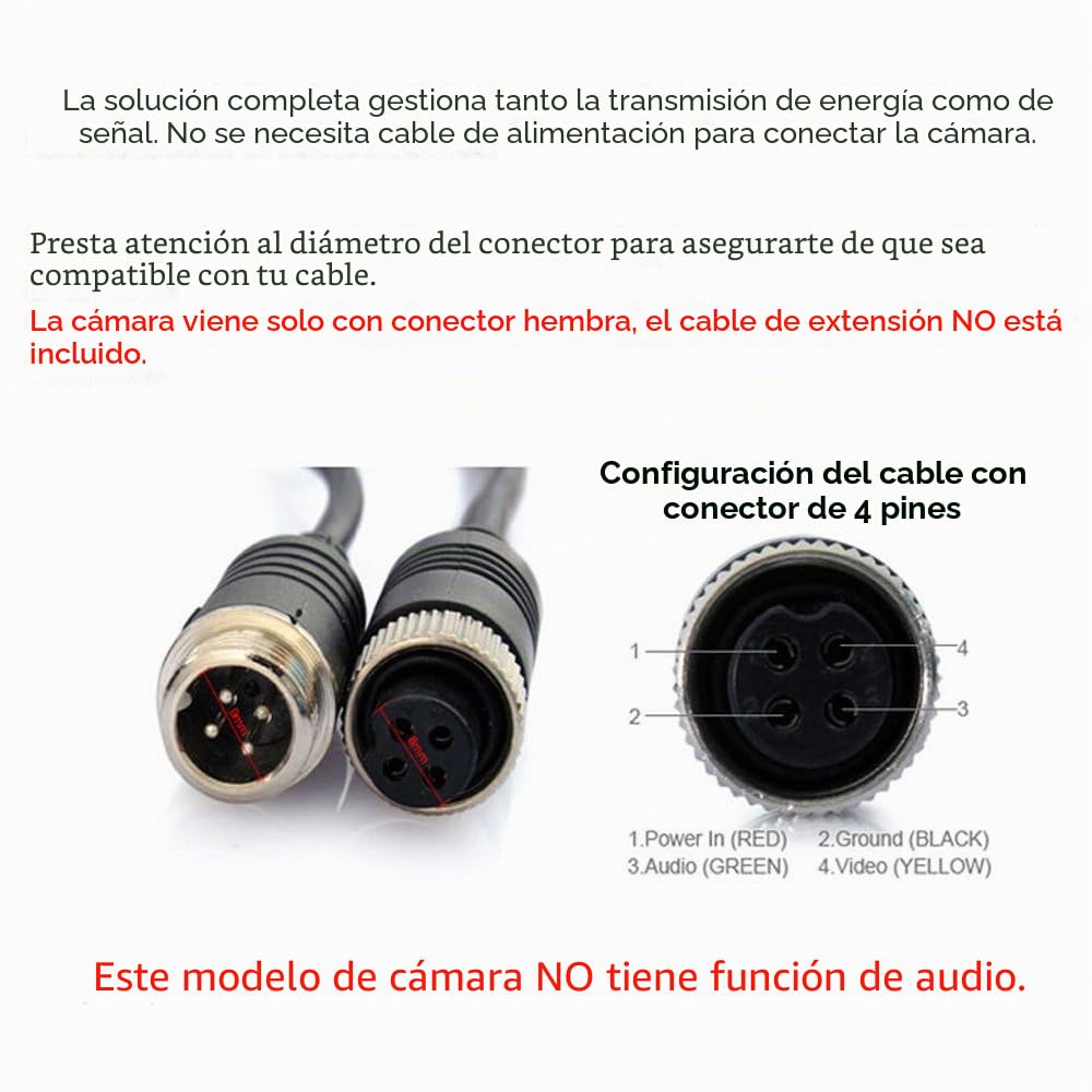 Camecho 12 V-24 V 4 Pins 18 LED IR Visión Nocturna Impermeable AHD Cámara De Visión Trasera + 10 m cable de 4 pines para coche/Bus/Camión/remolques/caravana/autocaravana/Heavy Reverse