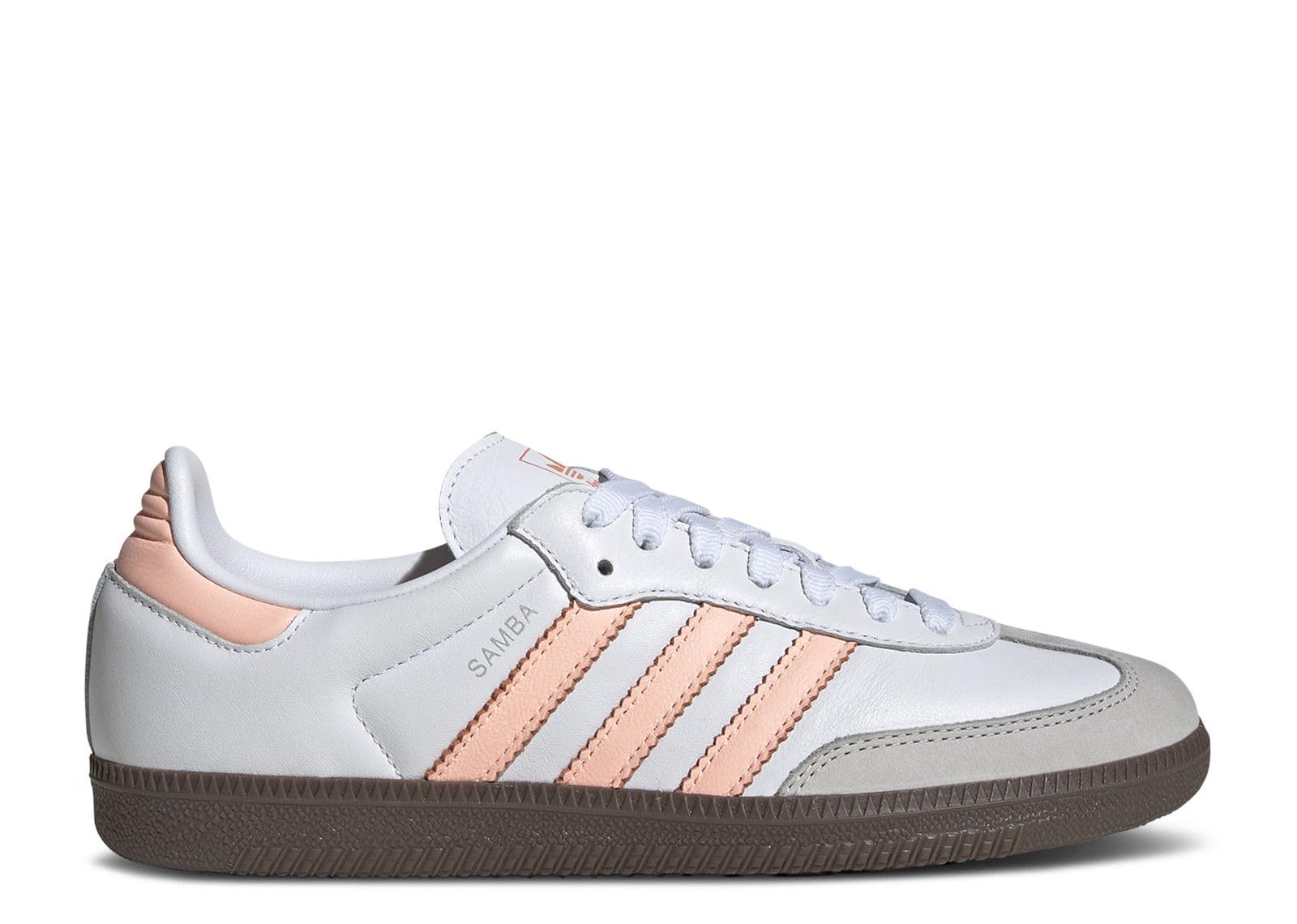 adidas Samba OG Women's Shoes, Footwear White/Clear Orange/Semi Coral, Size 6