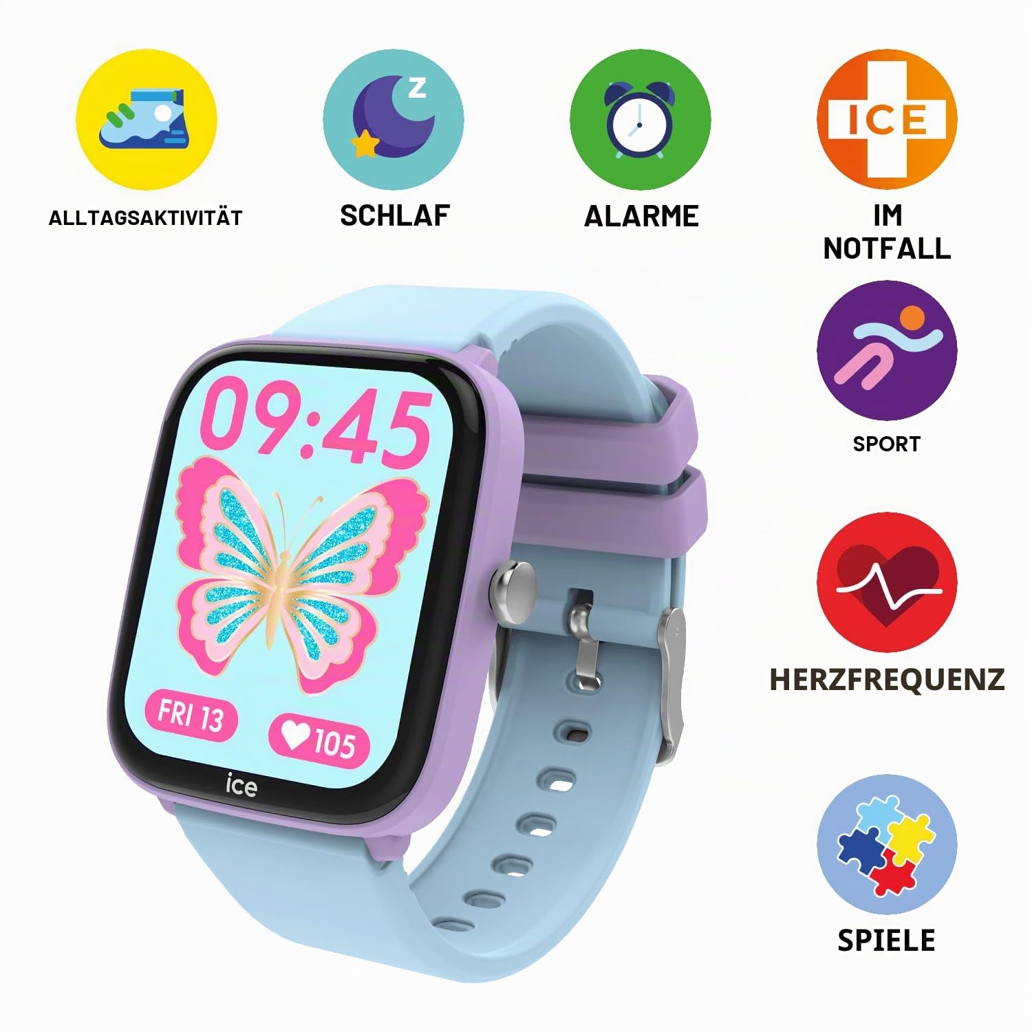 Ice-Watch - Ice Smart Junior 3.0 - Rechteckige Kinderuhr mit Silikonarmband (1.75 inch) - Sportüberwachung, Stoppuhr, Spiele, Herzfrequenz, Schrittzähler