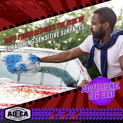 AIDEA Car Wash Mitt Microfiber, 1PK, Car Wash Brush, Blue, 7.12''X10.14'' - 3