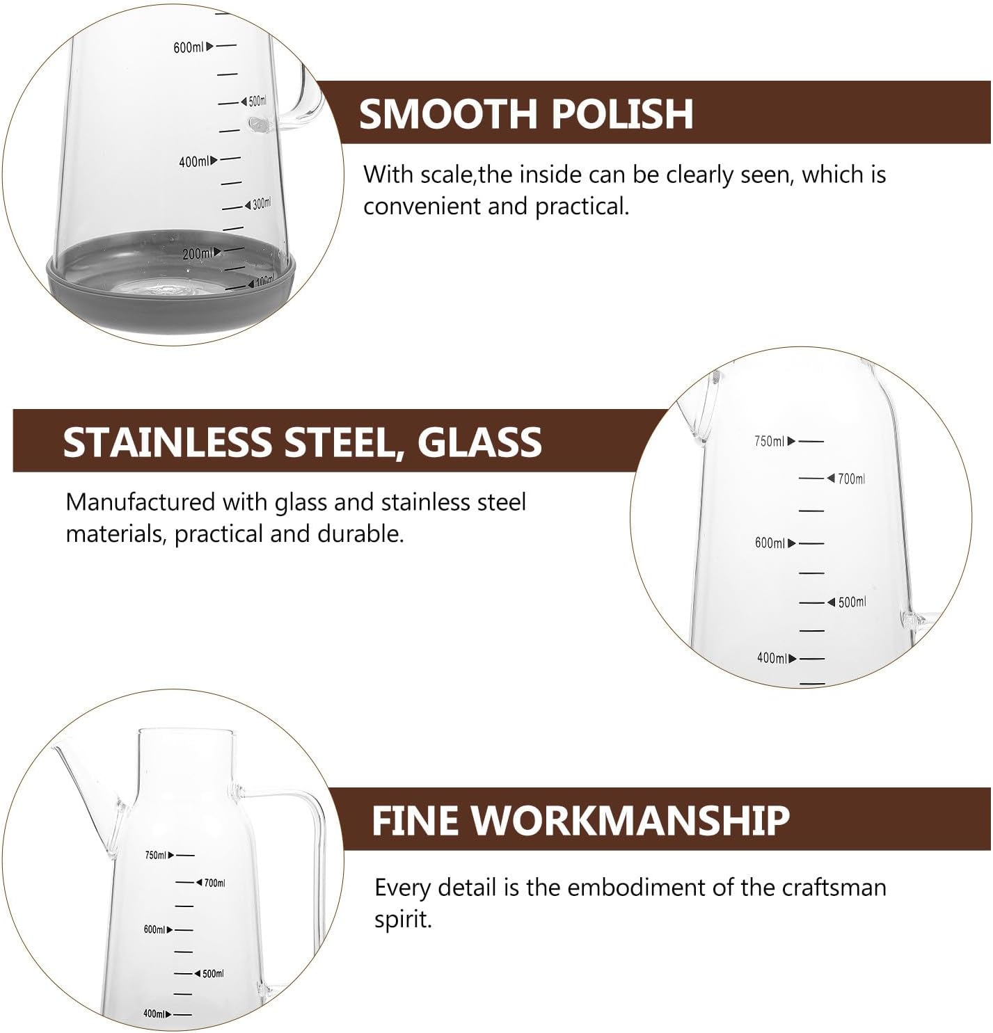 Operitacx Glass Oil Seasoning Bottle 750ml Stainless Steel for Home Use