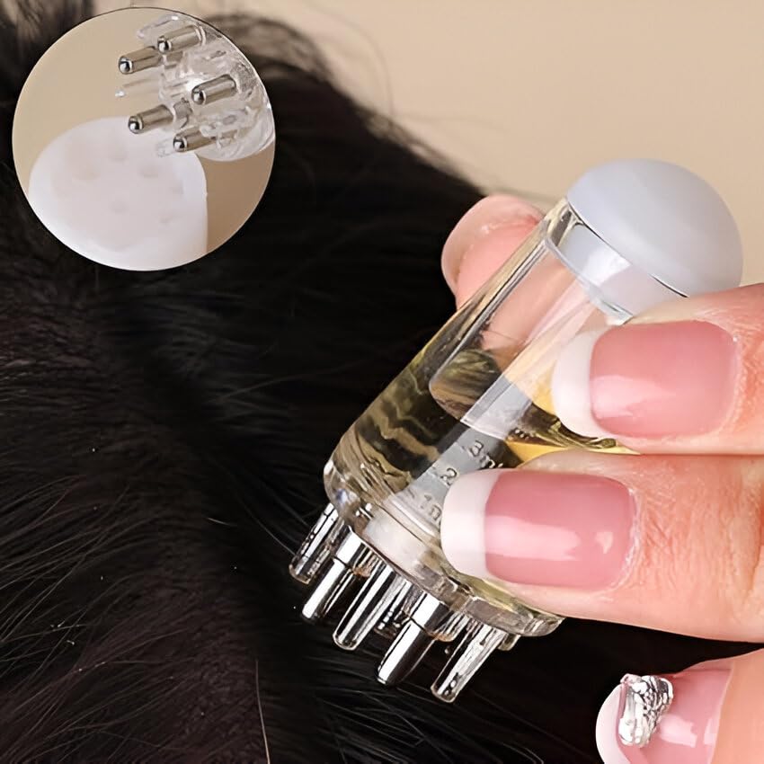 Image of Scalp Oil Applicator, Jade Roller & Gua Sha Combo - Ice Face Roller & Silicone Shampoo Brush - Dandruff Relief & Circulation Boost(4PCS)