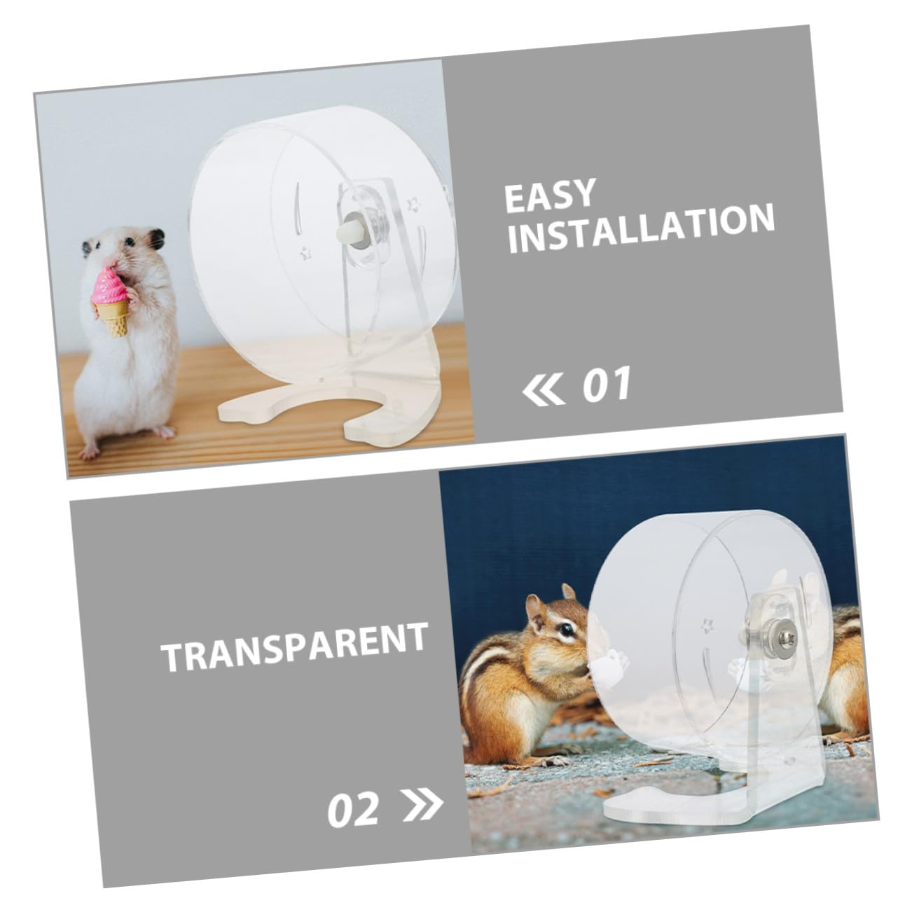 ERINGOGO Rueda de Ejercicio para Hámster Transparente Soporte Silenciosa y Duradera para Pequeños Roedores Fácil Instalación y Diseño Resistente para Jaulas Pequeñas