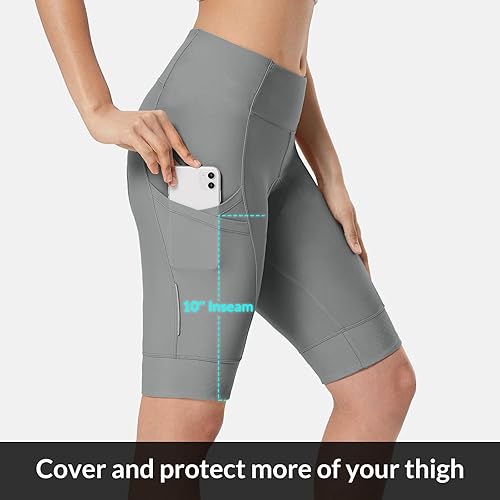 Miniatura 3 de baleaf Pantalones cortos de ciclismo para mujer, con acolchado 4D, bolsillos para bicicleta de carretera, cintura ancha, UPF50+