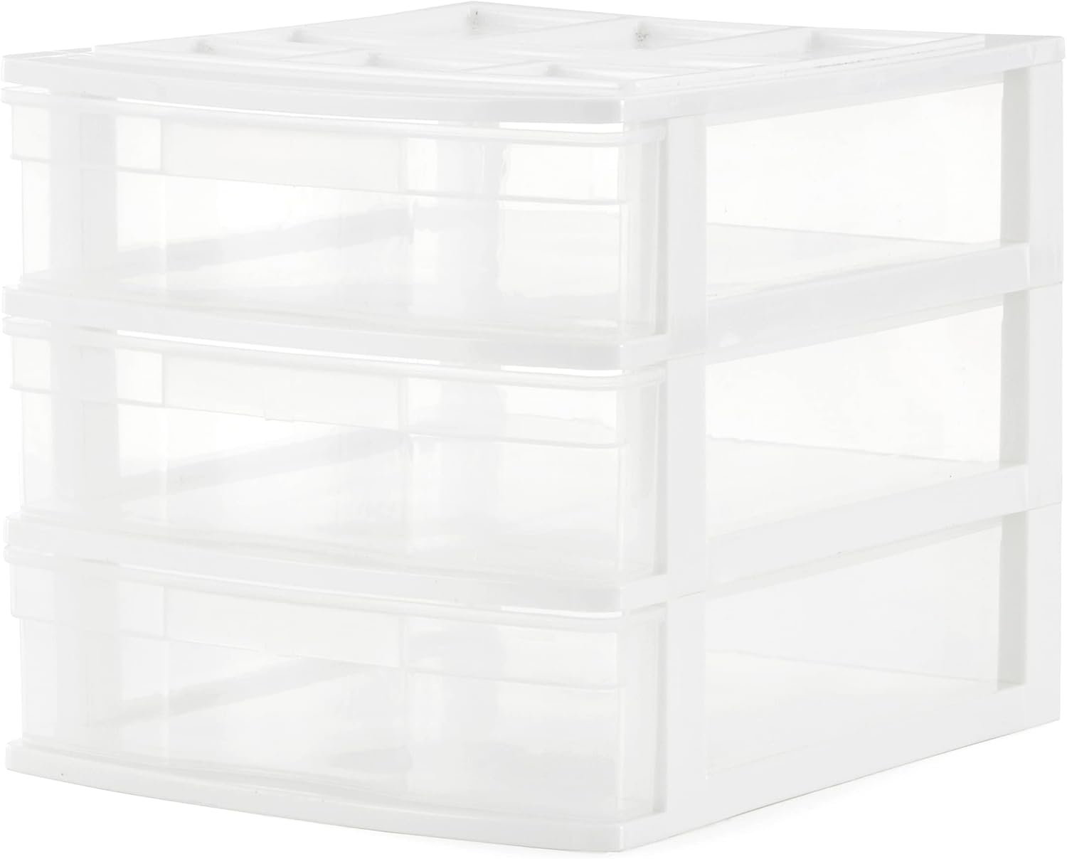 Gracious Living 3 Drawer Desktop & Countertop Organizer with Organization Lid for Craft Storage, Office Supplies and School Supplies, White/Clear