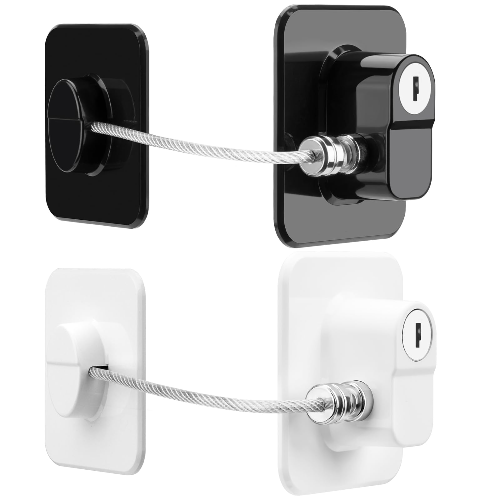 Kühlschrankschloss, 2 Stück, verbessertes Kühlschrankschloss für Gefrierschrank, Schränke und Schubladen, Luftfritteuse, Schränke, Fenster, Türen, langlebiges ABS mit selbstklebender Rückseite