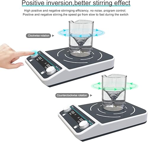 Vista 7 de Agitador magnético de laboratorio, agitador de pantalla digital LED, gran capacidad 10-50 L, fuerte fuerza magnética + hacia adelante y hacia atrás