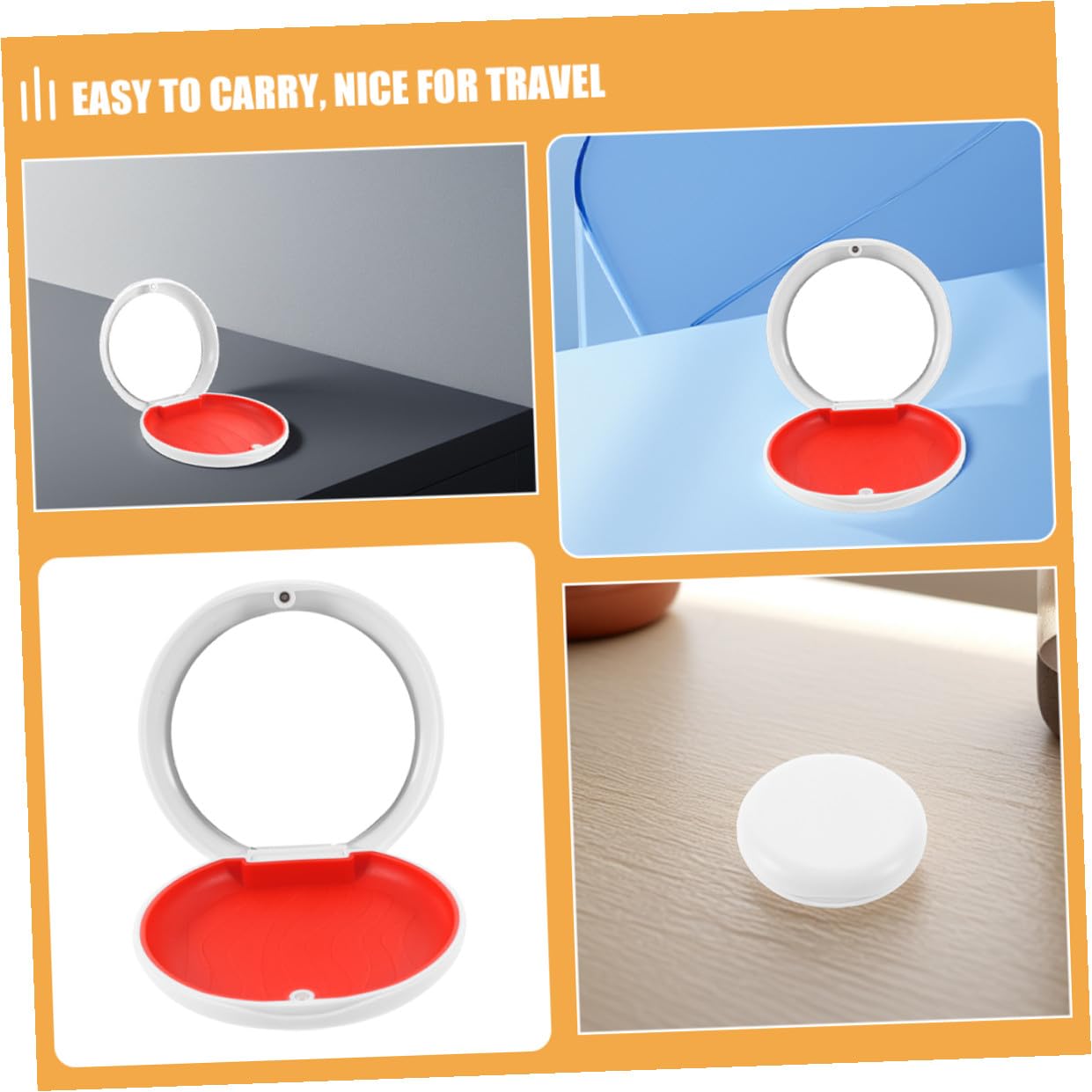 FUOYLOO 2Pcs Denture Case with Mirror Small Retainer Storage Box for Orthodontic Braces Travel and Household Use