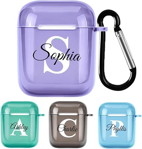 Funda para AirPods con nombre personalizado para Apple AirPod 2 y 1, funda personalizada de TPU suave para Airpods de segunda generación con llavero