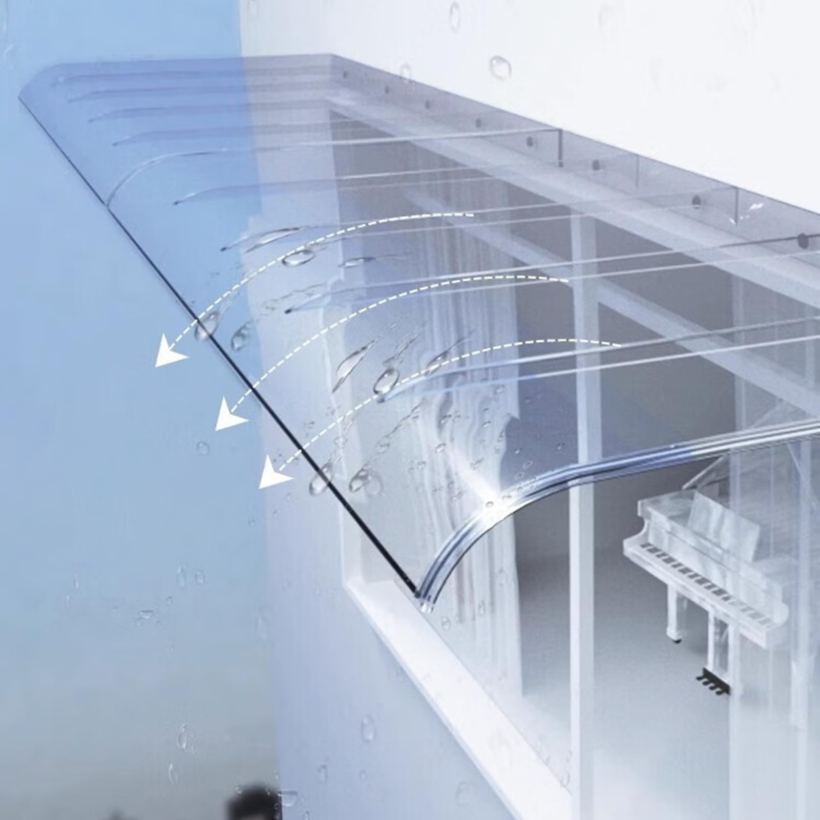 GJZQDKX Invisible Door Canopy, UV & Rain Protection Awning, Durable Polycarbonate Roof Cover, Dust & Waterproof Shelter, 50x90 cm, Clear Outdoor Canopy for Entryway