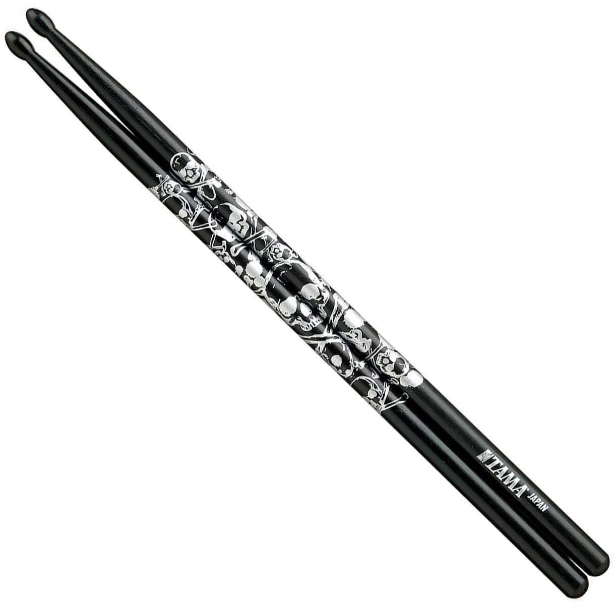 Tama - Bacchette per batteria 5A, con teschio, colore: Nero