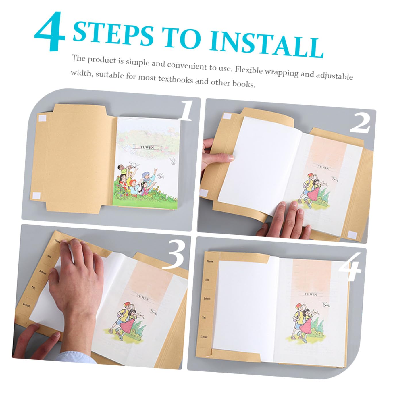Book Protector 30pezzi in Carta Kraft Copertina Libro Scolastico