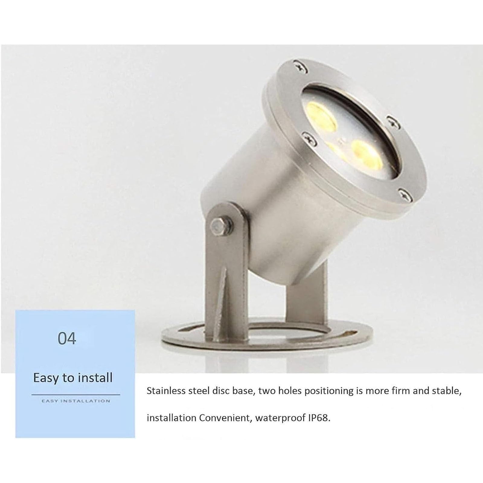 Spot LED Fontaine - Faisceau De Lumière LED Projecteurs, Lumière Submersible De Fontaine De LED D'acier Inoxydable Imperméable IP68, Pour La Lampe De Paysage De Rocaille D'étang De Piscine(Warm Light,