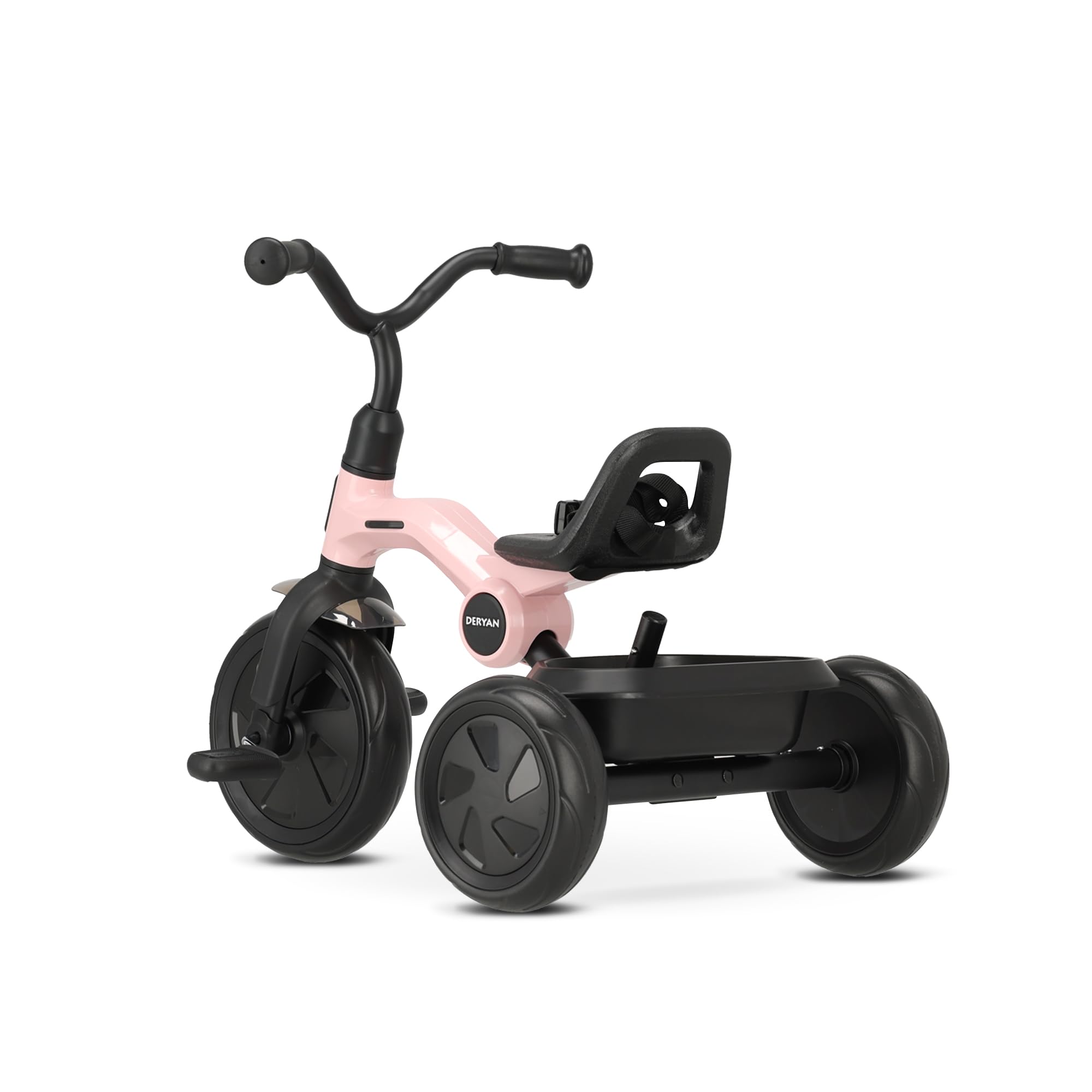 Deryan Tricycle Bébé Drifter de 2 à 6 Ans (Max. 25 kg), Draisienne Évolutif, Velo Poussette, Trike Bebe, Facile À Plier, Pliable, Vélo Bébé - Guidon et Ceinture de sécurité Inclus, Rangement, Rose