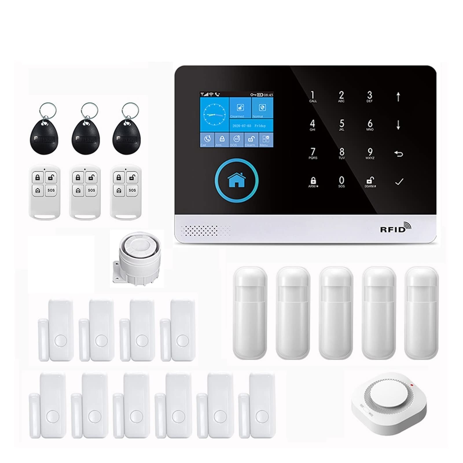 PG-103 alarma inalámbrica GSM con Detector de metales ventana puerta Sensor Smart Home Kit seguridad for la aplicación TUYA para Apartamento(GSM-Set H)